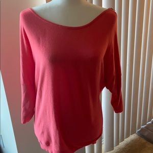 Coral pink scoop neck sweater with side zipper